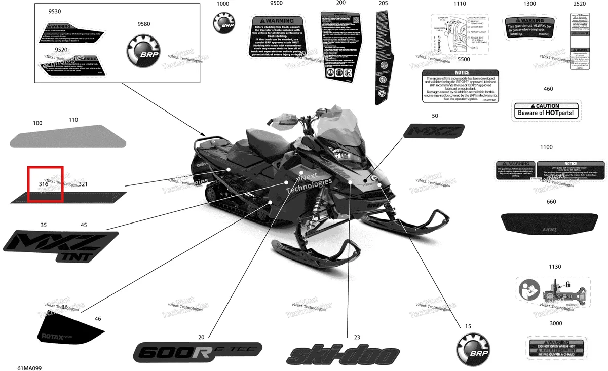 Деталь 516010043 на схеме узла 2021 Ski-Doo MXZ 600R E-TEC - TNT Body - Decals