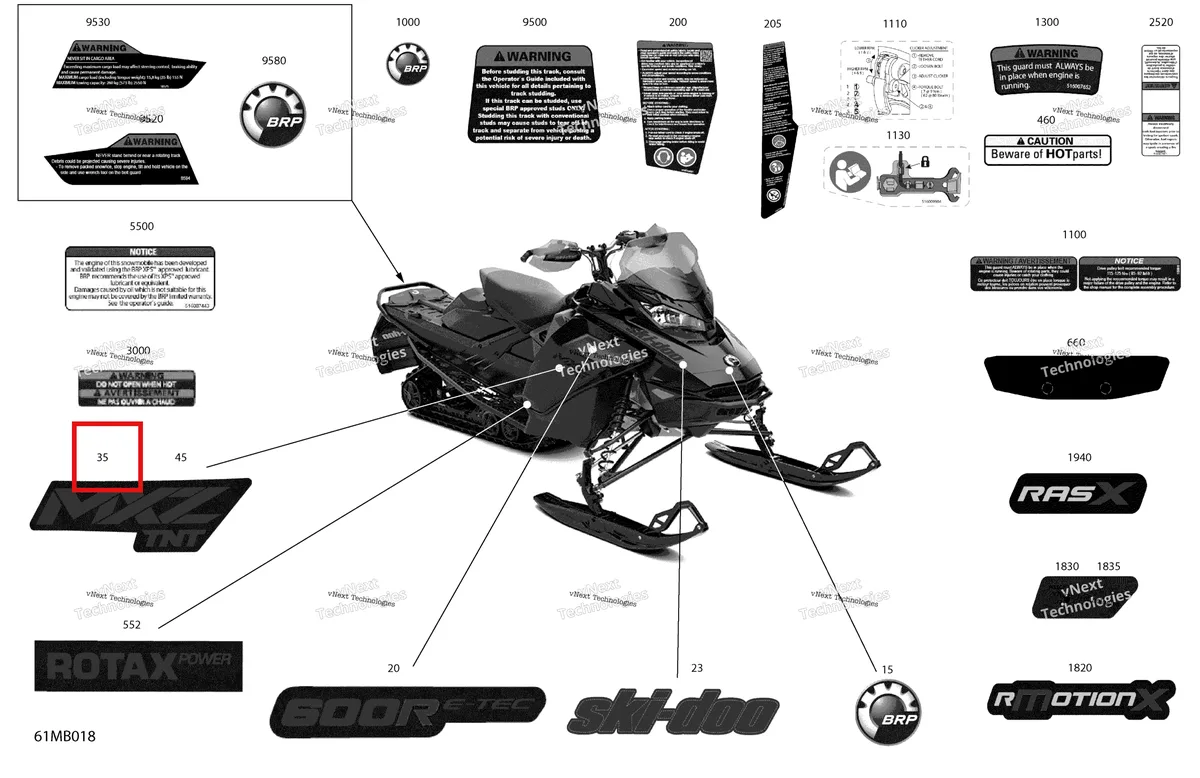 Деталь 516010045 на схеме узла 2022 Ski-Doo MXZ 600R E-TEC - TNT Body - Decals