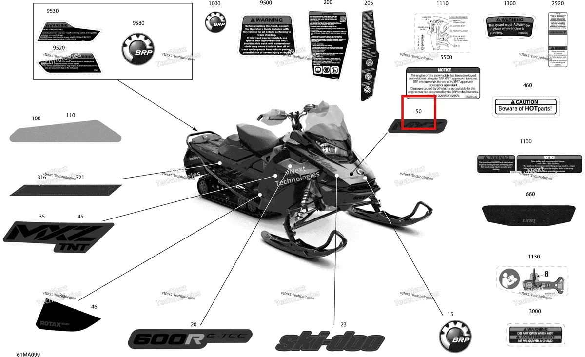 Деталь 516010048 на схеме узла 2021 Ski-Doo MXZ 600R E-TEC - TNT Body - Decals