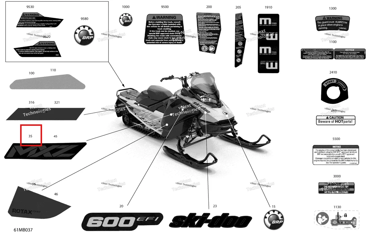 Деталь 516010052 на схеме узла 2022 Ski-Doo MXZ 600 EFI - SPORT Body - Decals