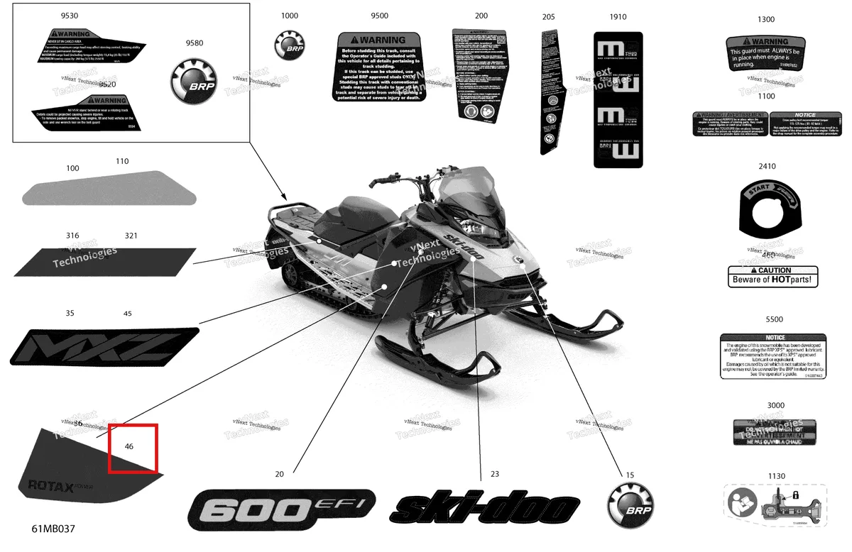 Деталь 516010053 на схеме узла 2022 Ski-Doo MXZ 600 EFI - SPORT Body - Decals