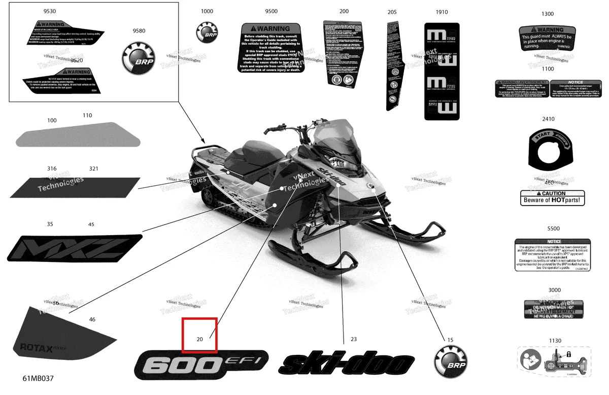 Деталь 516010056 на схеме узла 2022 Ski-Doo MXZ 600 EFI - SPORT Body - Decals