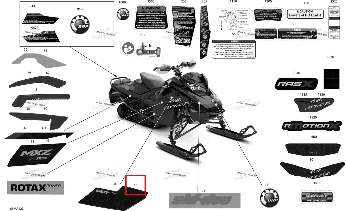 Деталь 516010071 на схеме узла 2021 Ski-Doo MXZ 850 E-TEC - XRS Body - Decals