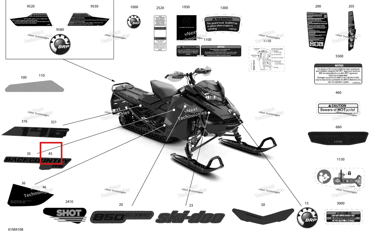 Деталь 516010112 на схеме узла 2021 Ski-Doo BACKCOUNTRY 850 E-TEC - XRS Body - Decals