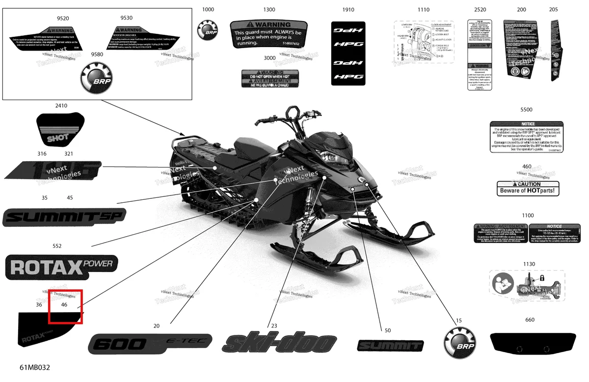 Деталь 516010122 на схеме узла 2022 Ski-Doo SUMMIT 600R E-TEC - SP - Package 146
