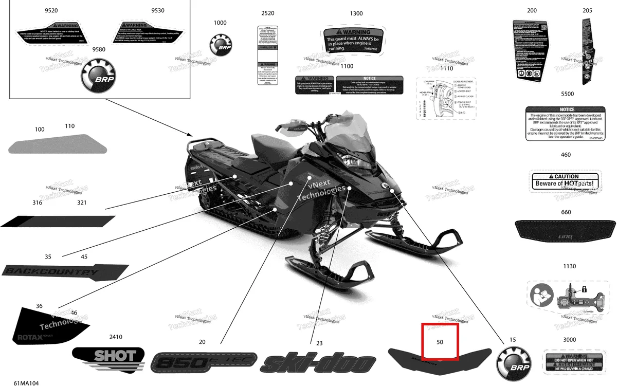 Деталь 516010125 на схеме узла 2021 Ski-Doo BACKCOUNTRY 850 E-TEC - X Body - Decals
