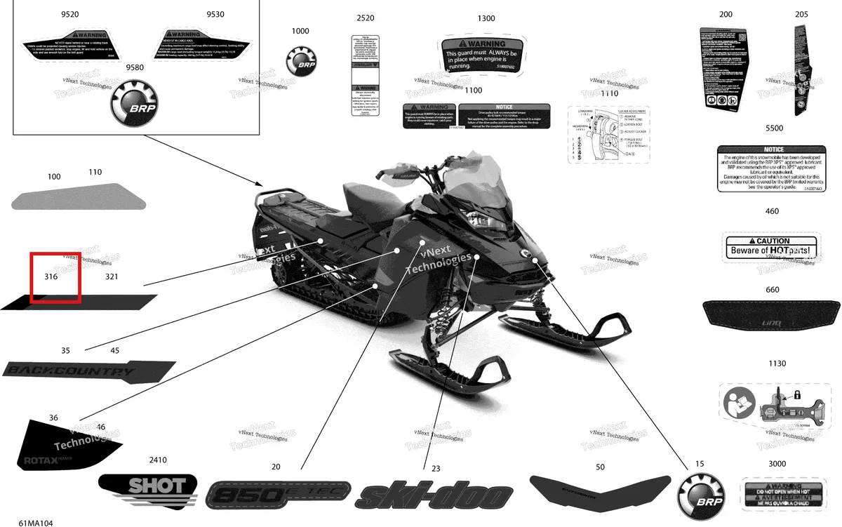 Деталь 516010127 на схеме узла 2021 Ski-Doo BACKCOUNTRY 850 E-TEC - X Body - Decals