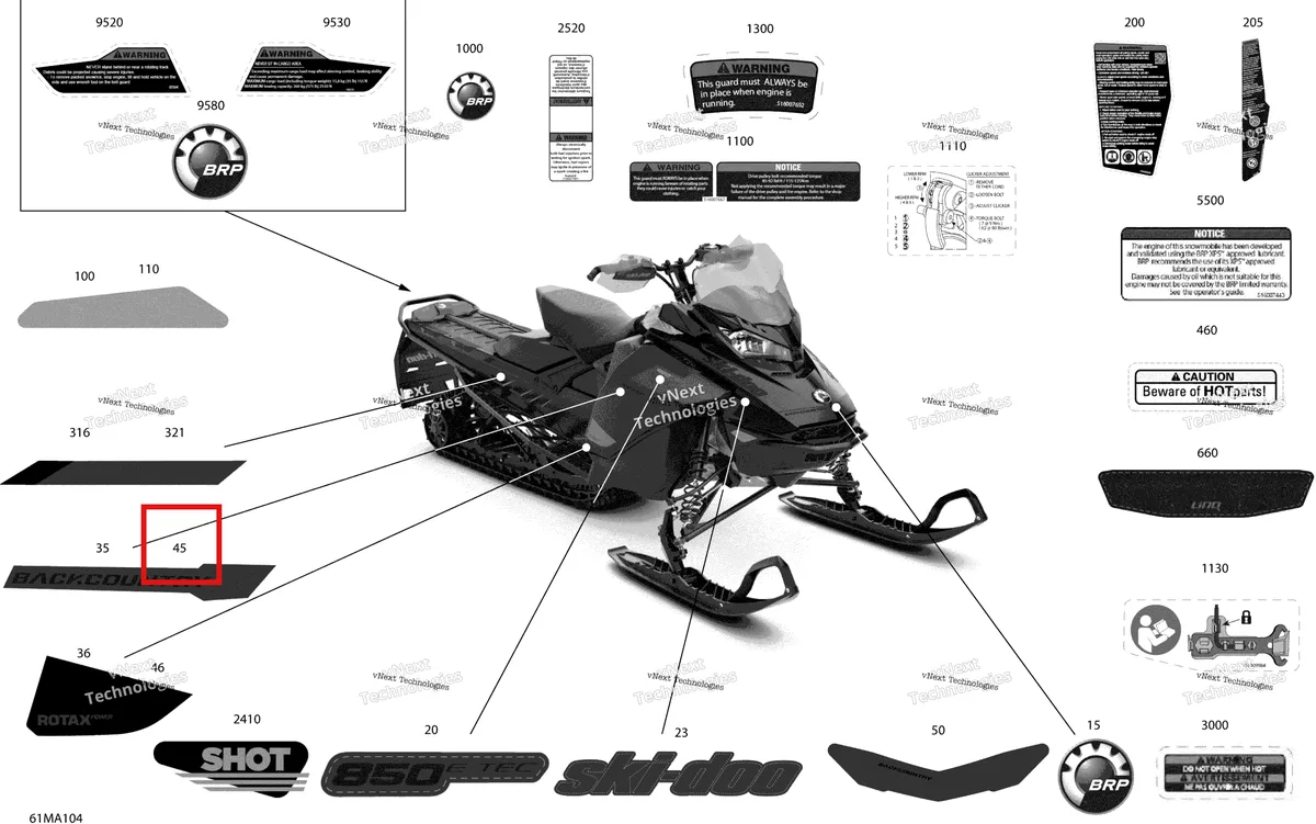 Деталь 516010128 на схеме узла 2021 Ski-Doo BACKCOUNTRY 850 E-TEC - X Body - Decals
