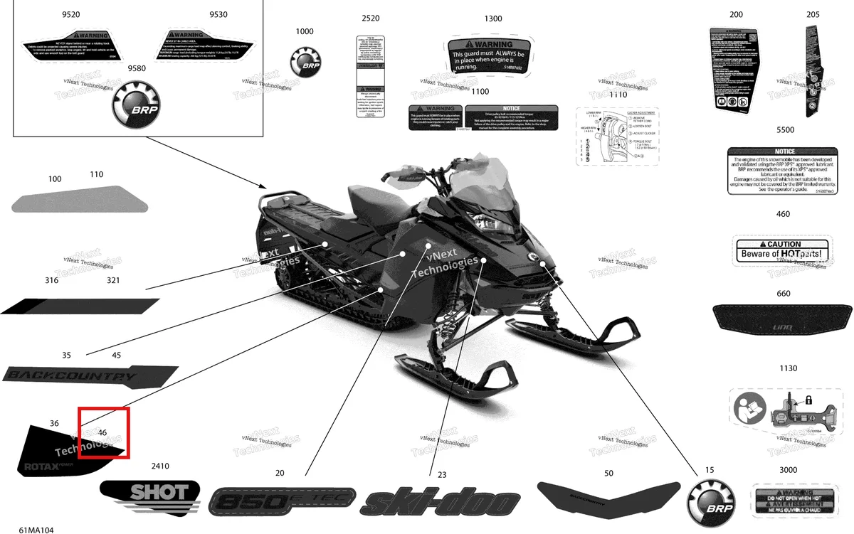 Деталь 516010130 на схеме узла 2021 Ski-Doo BACKCOUNTRY 850 E-TEC - X Body - Decals
