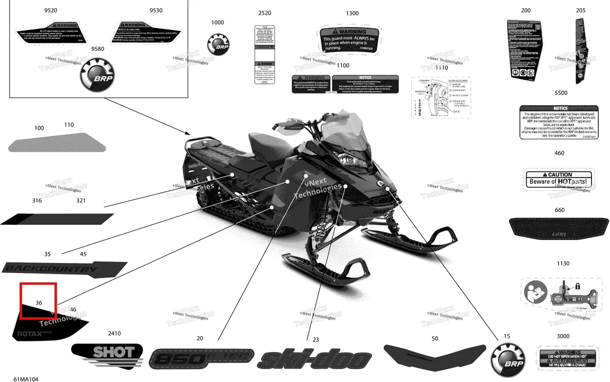 Деталь 516010131 на схеме узла 2021 Ski-Doo BACKCOUNTRY 850 E-TEC - X Body - Decals