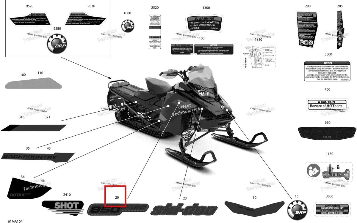 Деталь 516010132 на схеме узла 2021 Ski-Doo BACKCOUNTRY 850 E-TEC - X Body - Decals