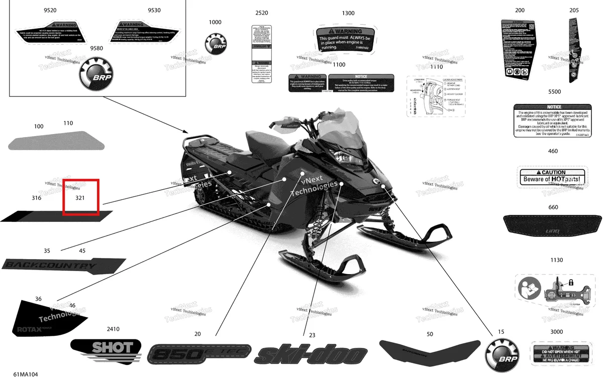 Деталь 516010135 на схеме узла 2021 Ski-Doo BACKCOUNTRY 850 E-TEC - X Body - Decals