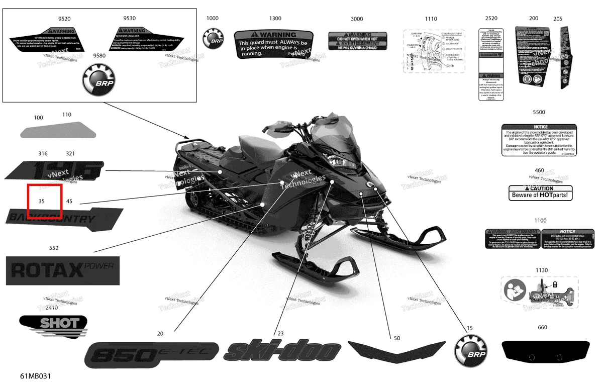 Деталь 516010138 на схеме узла 2022 Ski-Doo BACKCOUNTRY 850 E-TEC - X Body - Decals