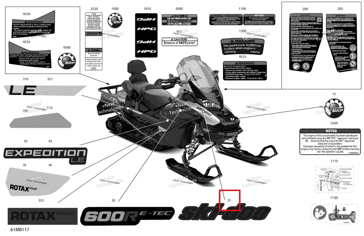 Деталь 516010191 на схеме узла 2022 Ski-Doo EXPEDITION LE 600R E-TEC Body - Decals