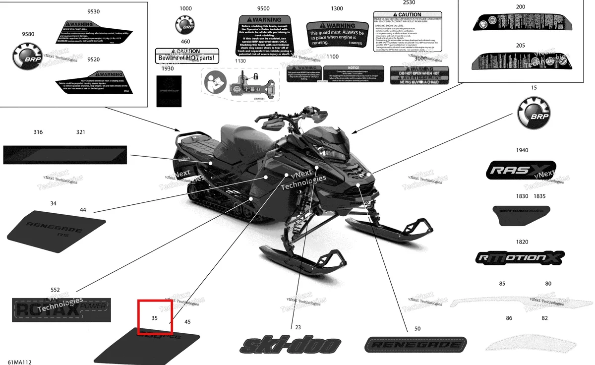 Деталь 516010196 на схеме узла 2021 Ski-Doo RENEGADE 900 ACE Turbo - XRS Body - Decals