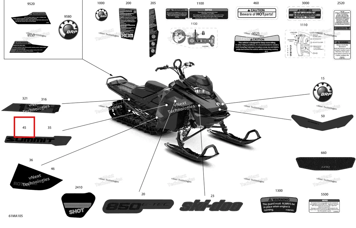 Деталь 516010270 на схеме узла 2021 Ski-Doo SUMMIT 850 E-TEC - X Body - Decals