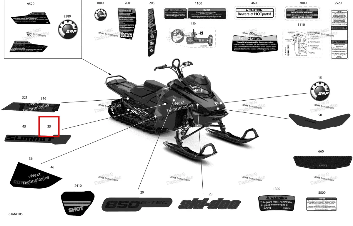 Деталь 516010271 на схеме узла 2021 Ski-Doo SUMMIT 850 E-TEC - X Body - Decals