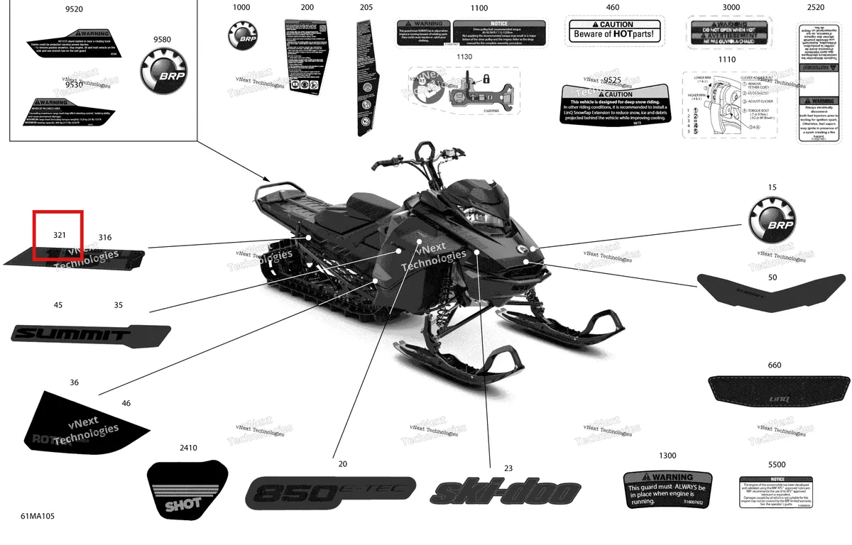 Деталь 516010273 на схеме узла 2021 Ski-Doo SUMMIT 850 E-TEC - X Body - Decals