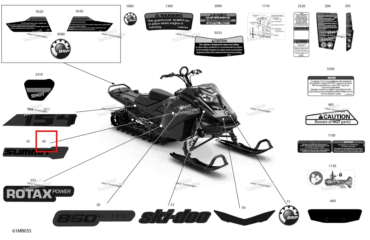 Деталь 516010278 на схеме узла 2022 Ski-Doo SUMMIT 850 E-TEC - X - Package 154