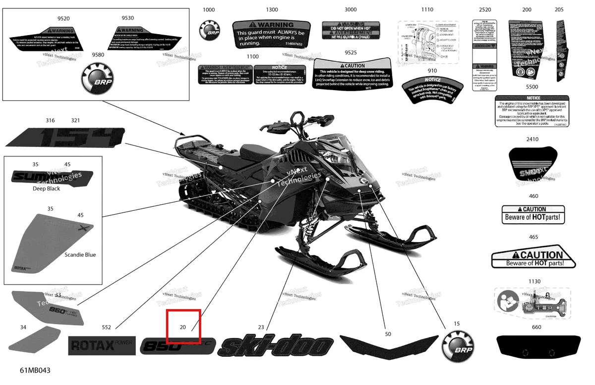 Деталь 516010282 на схеме узла 2022 Ski-Doo SUMMIT 850 E-TEC TURBO - X - Package 154