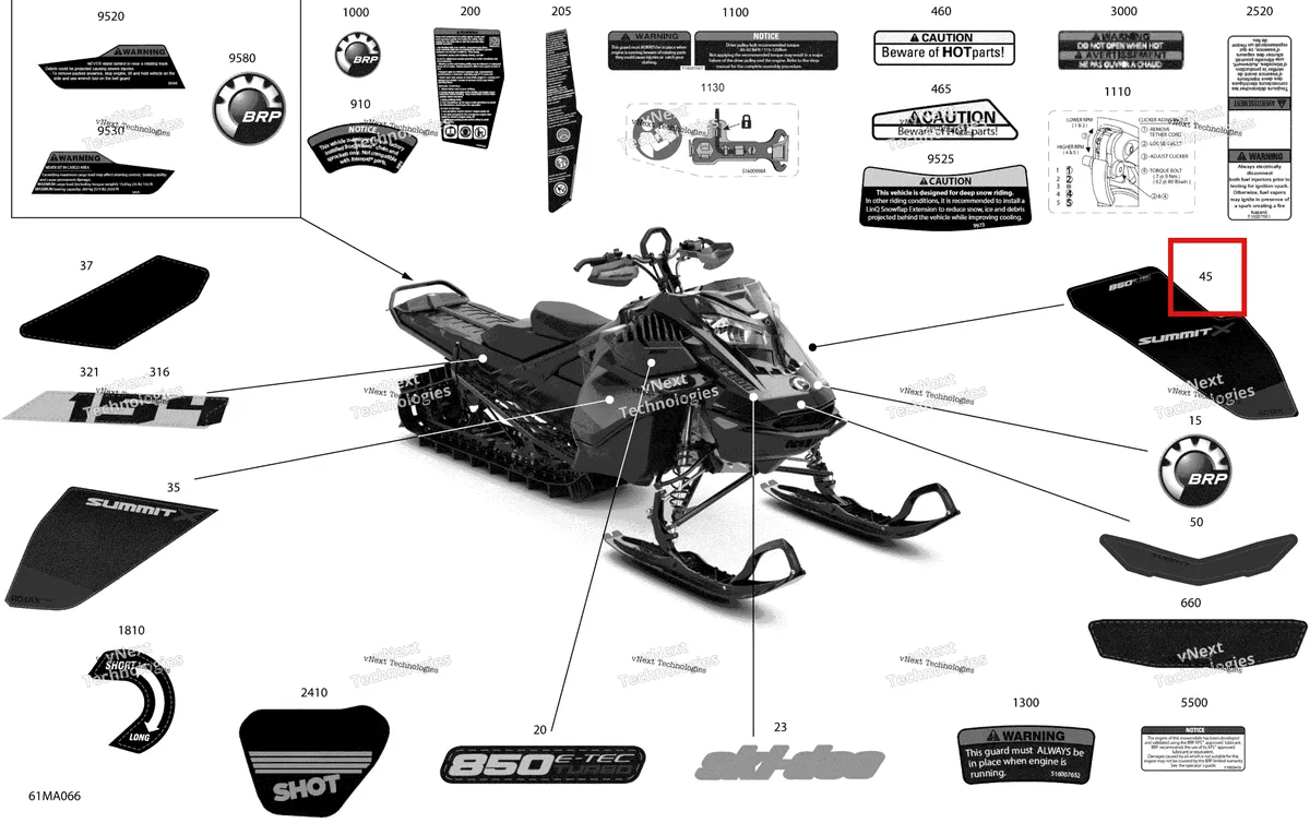 Деталь 516010300 на схеме узла 2021 Ski-Doo SUMMIT 850 E-TEC Turbo - X with EXPERT Package - 154
