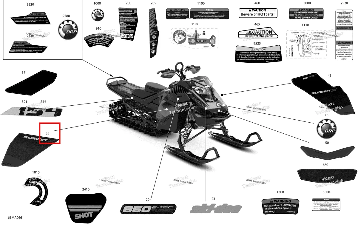 Деталь 516010301 на схеме узла 2021 Ski-Doo SUMMIT 850 E-TEC Turbo - X with EXPERT Package - 154