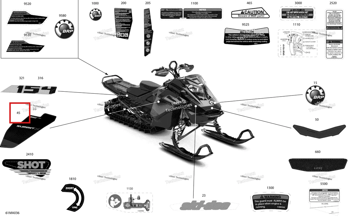 Деталь 516010303 на схеме узла 2021 Ski-Doo SUMMIT 850 E-TEC - X with EXPERT Package - 154