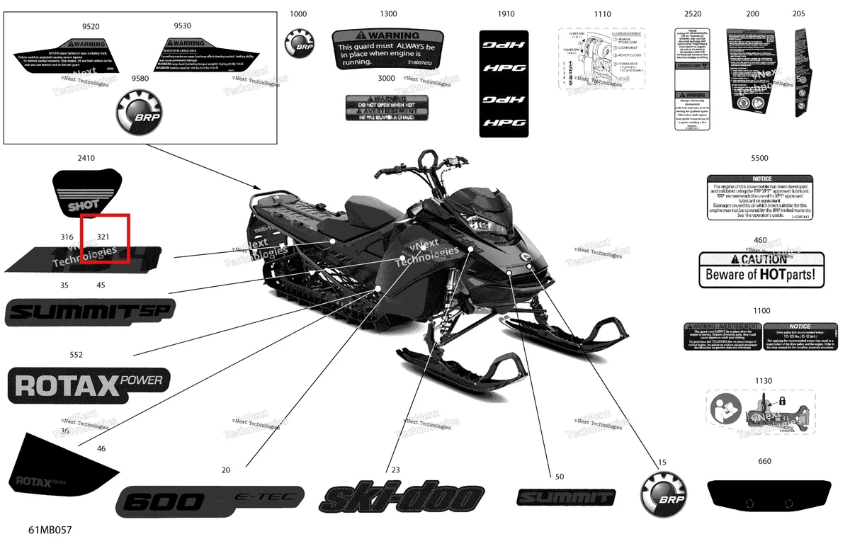 Деталь 516010306 на схеме узла 2022 Ski-Doo SUMMIT 600R E-TEC - SP - Package 154