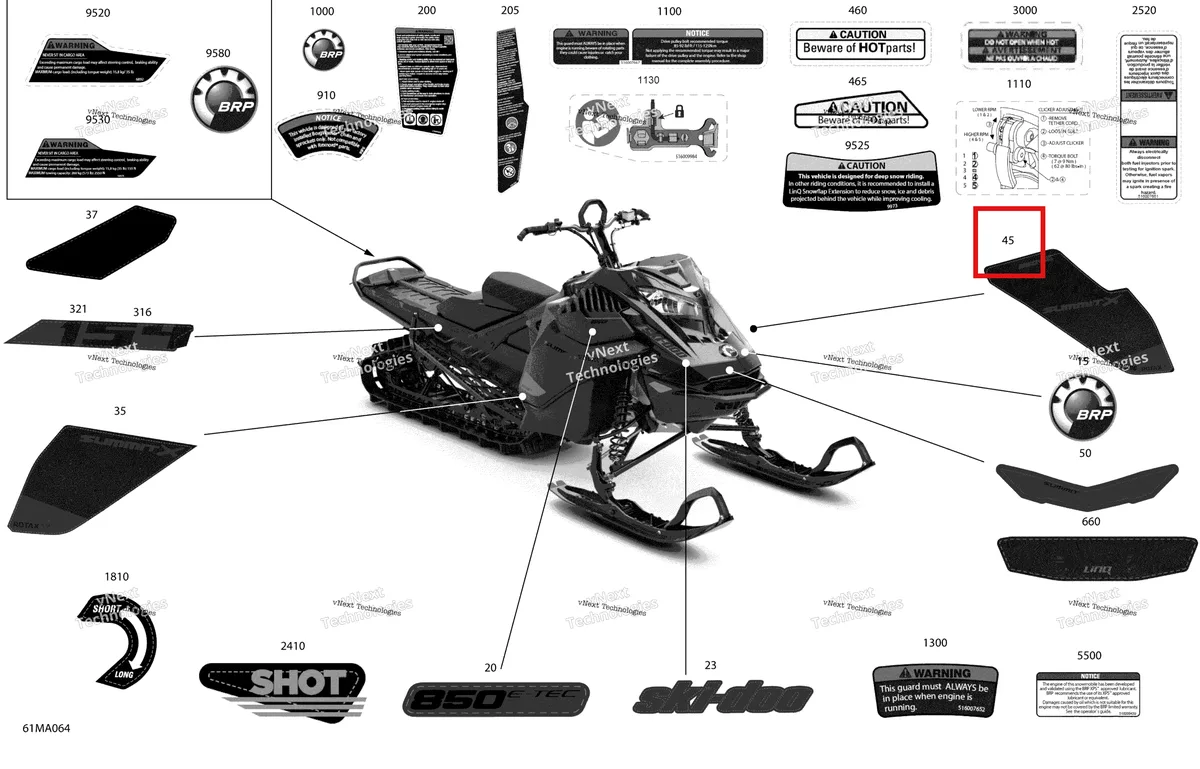 Деталь 516010313 на схеме узла 2021 Ski-Doo SUMMIT 850 E-TEC Turbo - X with EXPERT Package - 154