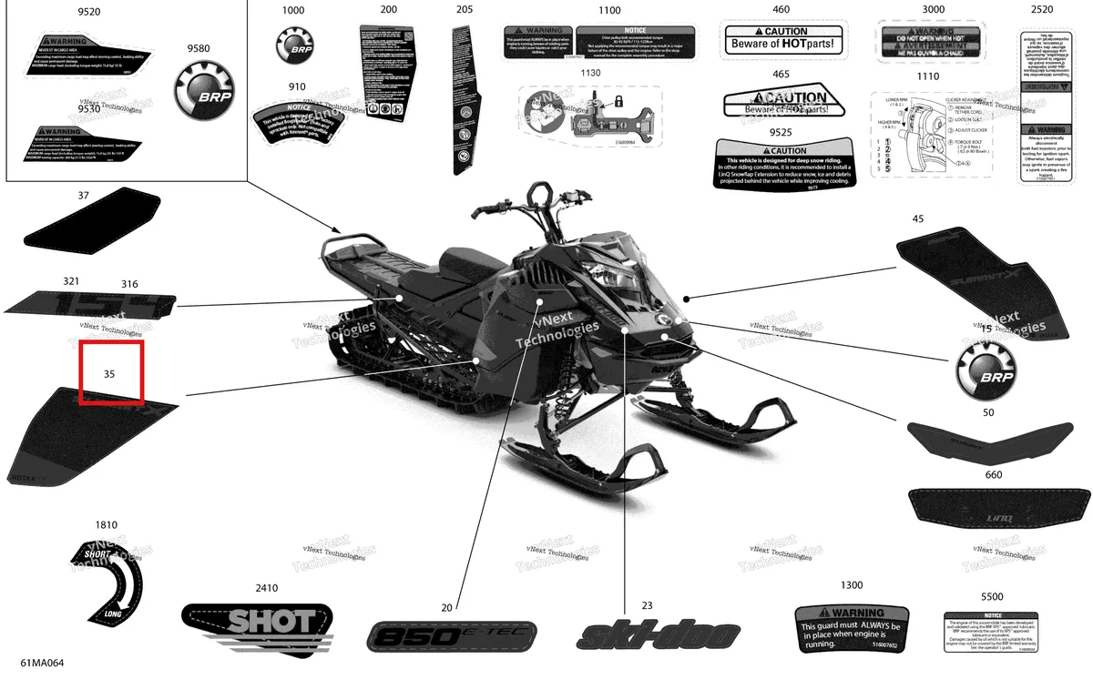 Деталь 516010314 на схеме узла 2021 Ski-Doo SUMMIT 850 E-TEC Turbo - X with EXPERT Package - 154