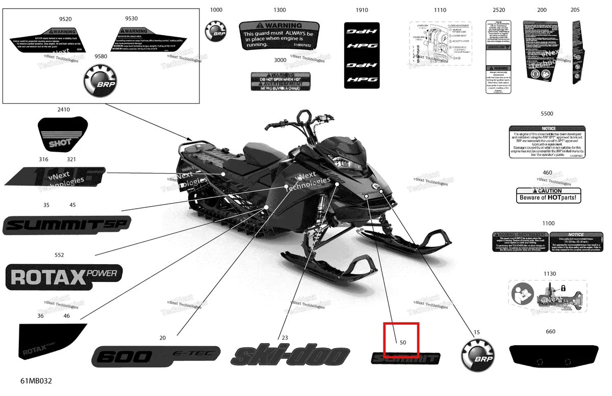 Деталь 516010341 на схеме узла 2022 Ski-Doo SUMMIT 600R E-TEC - SP - Package 146