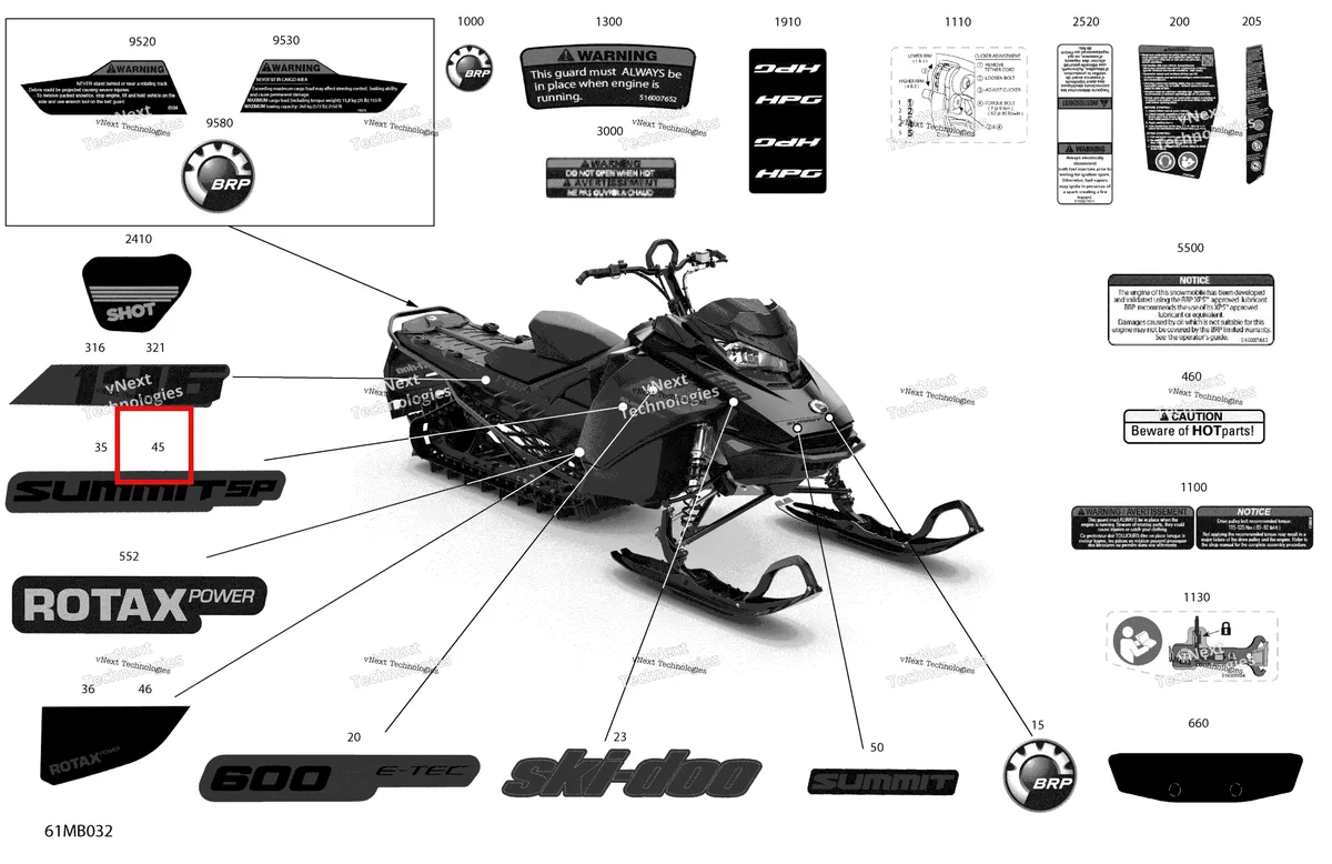 Деталь 516010342 на схеме узла 2022 Ski-Doo SUMMIT 600R E-TEC - SP - Package 146