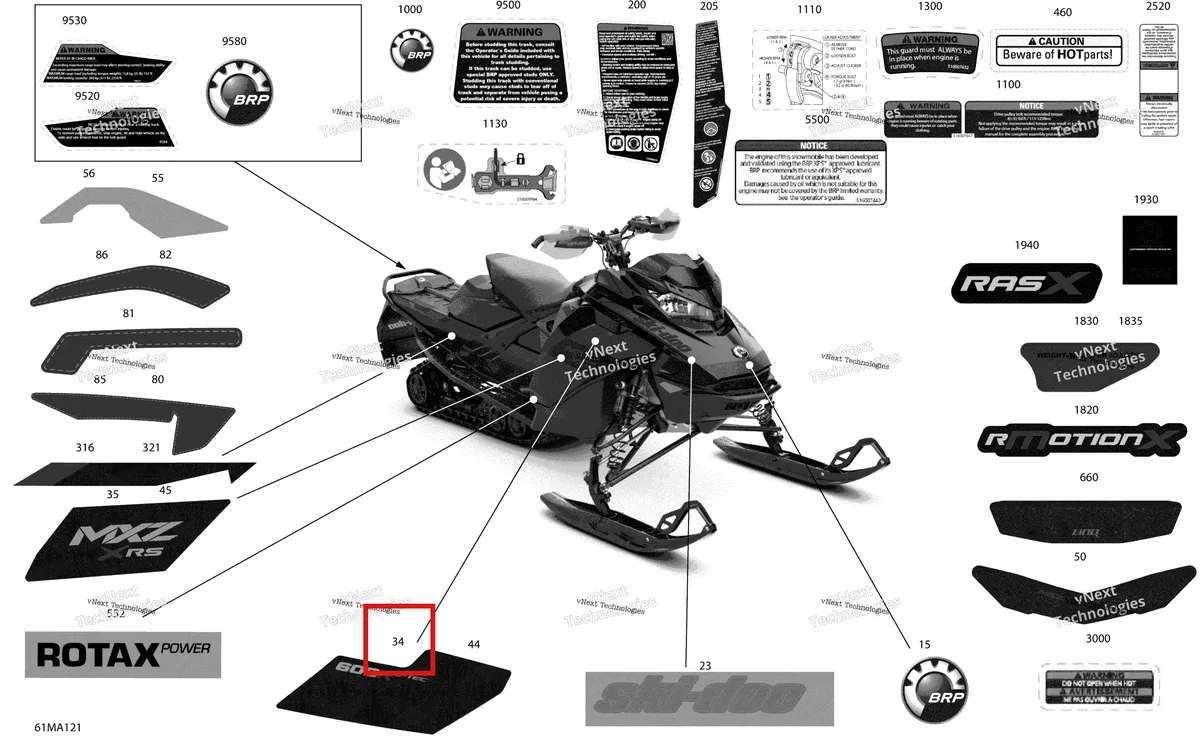 Деталь 516010352 на схеме узла 2021 Ski-Doo MXZ 600R E-TEC - XRS Body - Decals