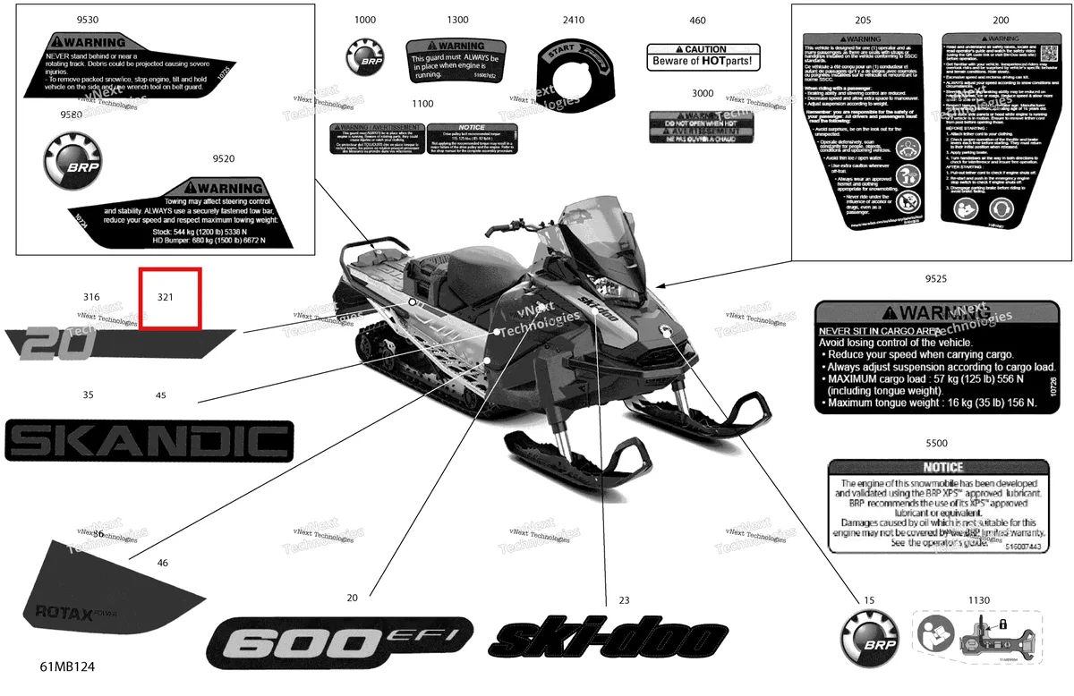 Деталь 516010446 на схеме узла 2022 Ski-Doo SKANDIC SPORT 600 EFI Body - Decals