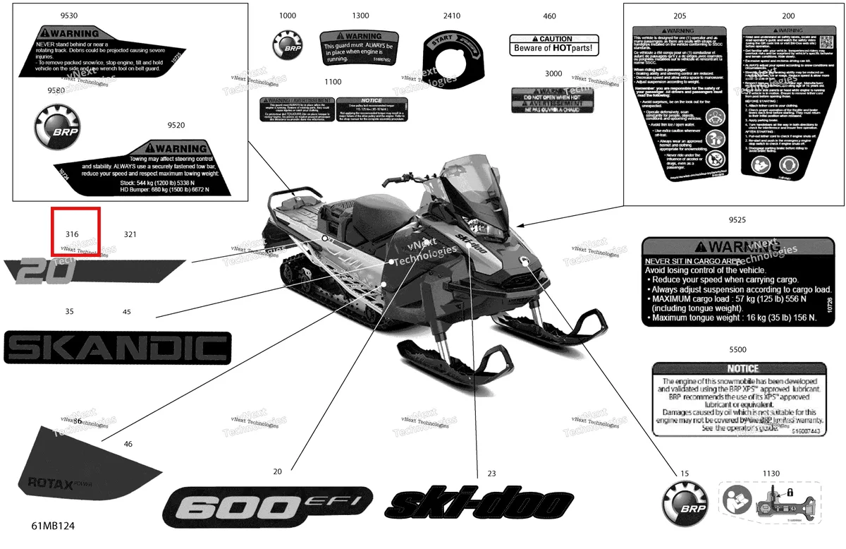 Деталь 516010447 на схеме узла 2022 Ski-Doo SKANDIC SPORT 600 EFI Body - Decals