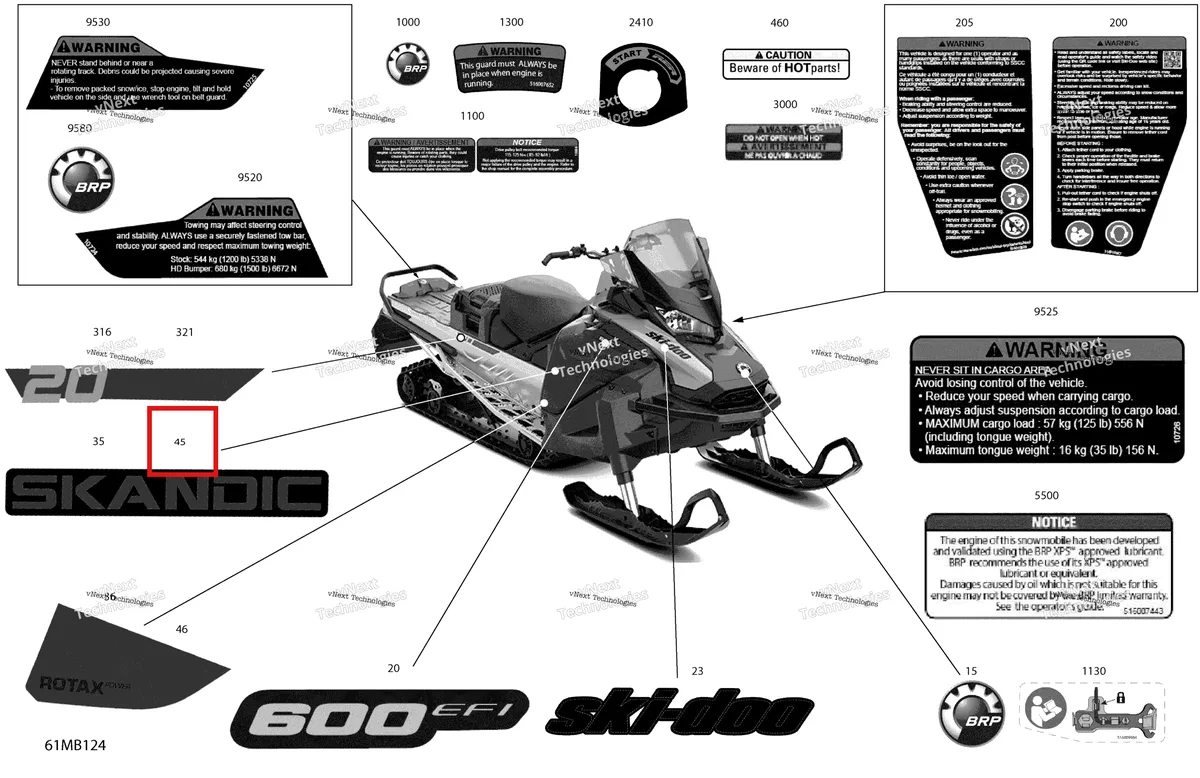 Деталь 516010448 на схеме узла 2022 Ski-Doo SKANDIC SPORT 600 EFI Body - Decals