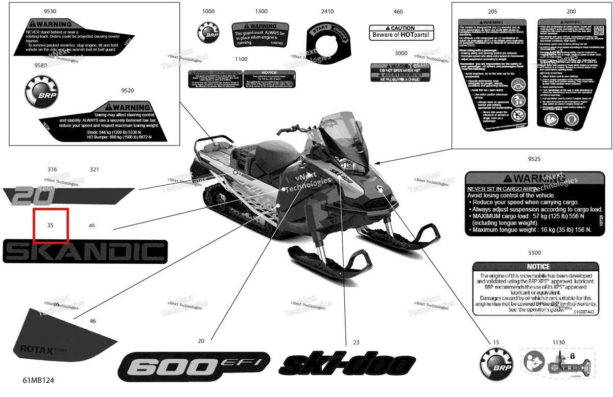 Деталь 516010449 на схеме узла 2022 Ski-Doo SKANDIC SPORT 600 EFI Body - Decals