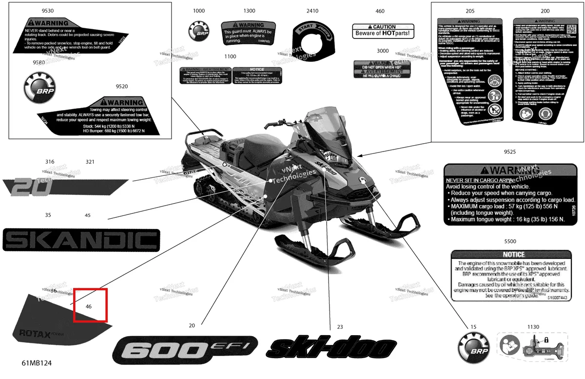 Деталь 516010450 на схеме узла 2022 Ski-Doo SKANDIC SPORT 600 EFI Body - Decals