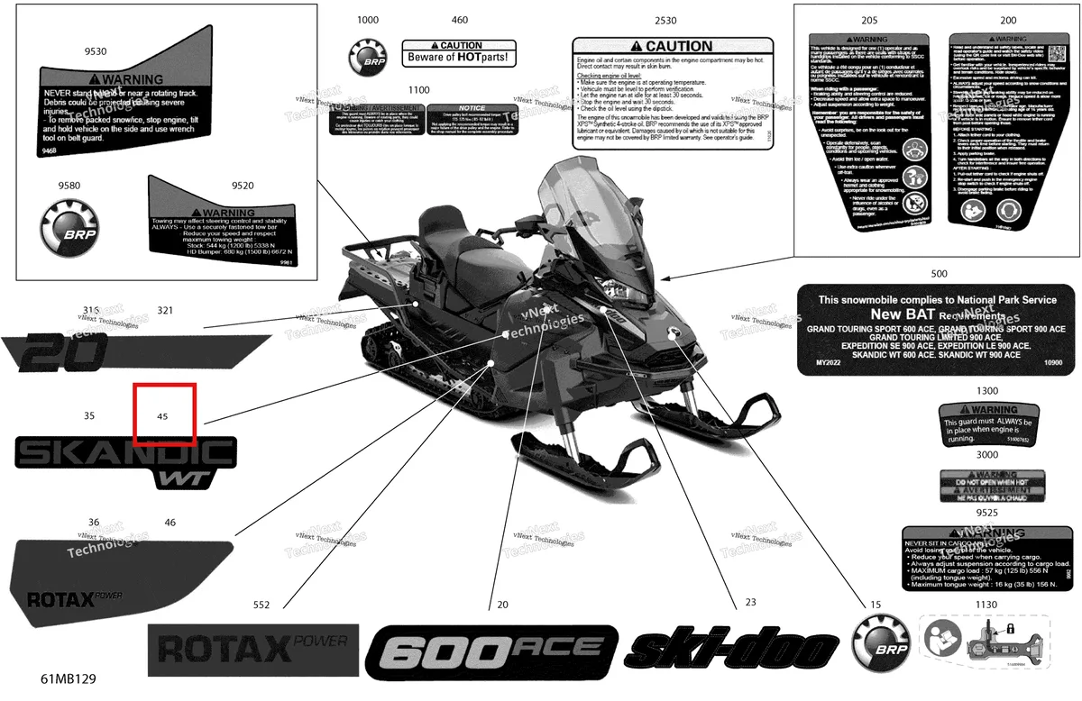 Деталь 516010455 на схеме узла 2022 Ski-Doo SKANDIC WT 600 ACE Body - Decals