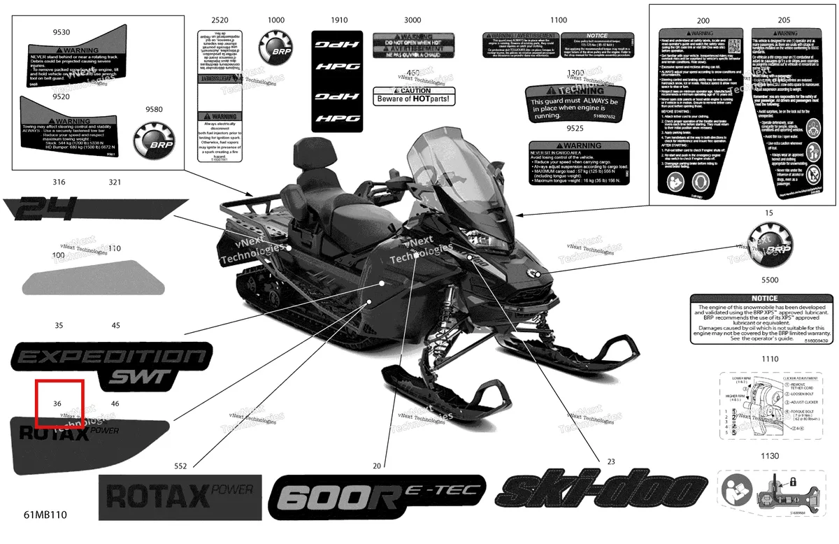 Деталь 516010465 на схеме узла 2022 Ski-Doo EXPEDITION SWT 600R E-TEC Body - Decals