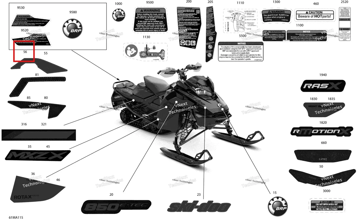 Деталь 516010479 на схеме узла 2021 Ski-Doo MXZ 850 E-TEC - X Body - Decals