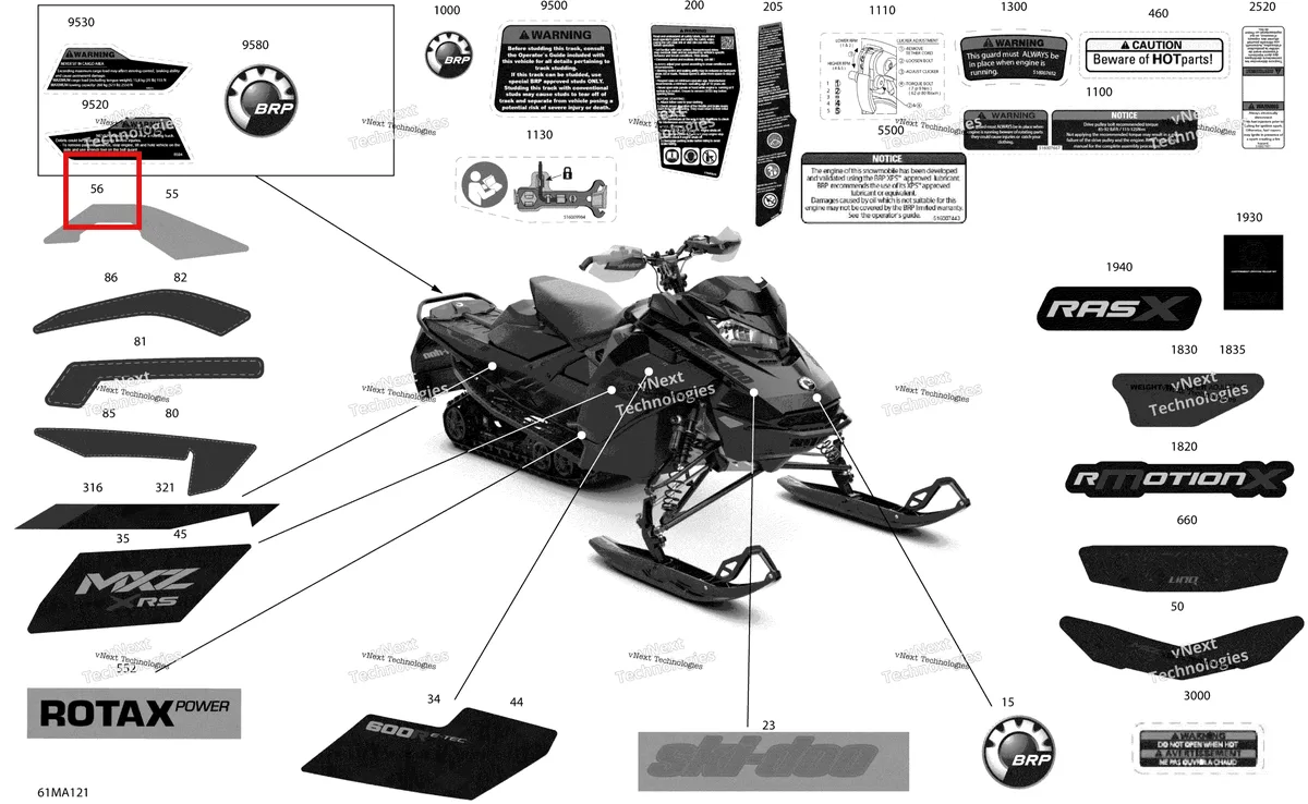 Деталь 516010483 на схеме узла 2021 Ski-Doo MXZ 600R E-TEC - XRS Body - Decals