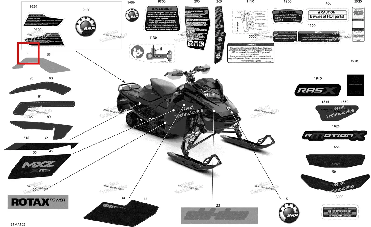 Деталь 516010484 на схеме узла 2021 Ski-Doo MXZ 850 E-TEC - XRS Body - Decals