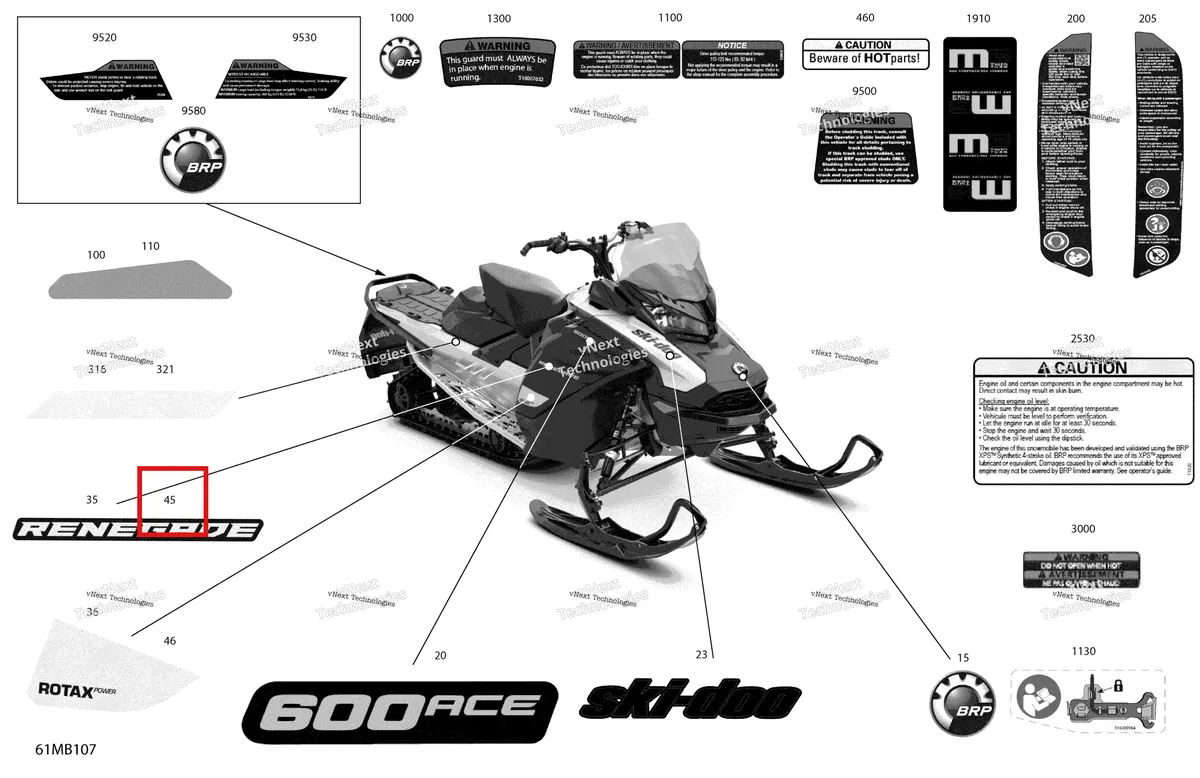 Деталь 516010486 на схеме узла 2022 Ski-Doo RENEGADE 600 ACE - SPORT Body - Decals