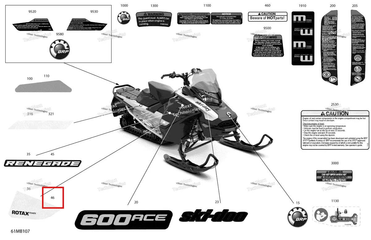 Деталь 516010488 на схеме узла 2022 Ski-Doo RENEGADE 600 ACE - SPORT Body - Decals