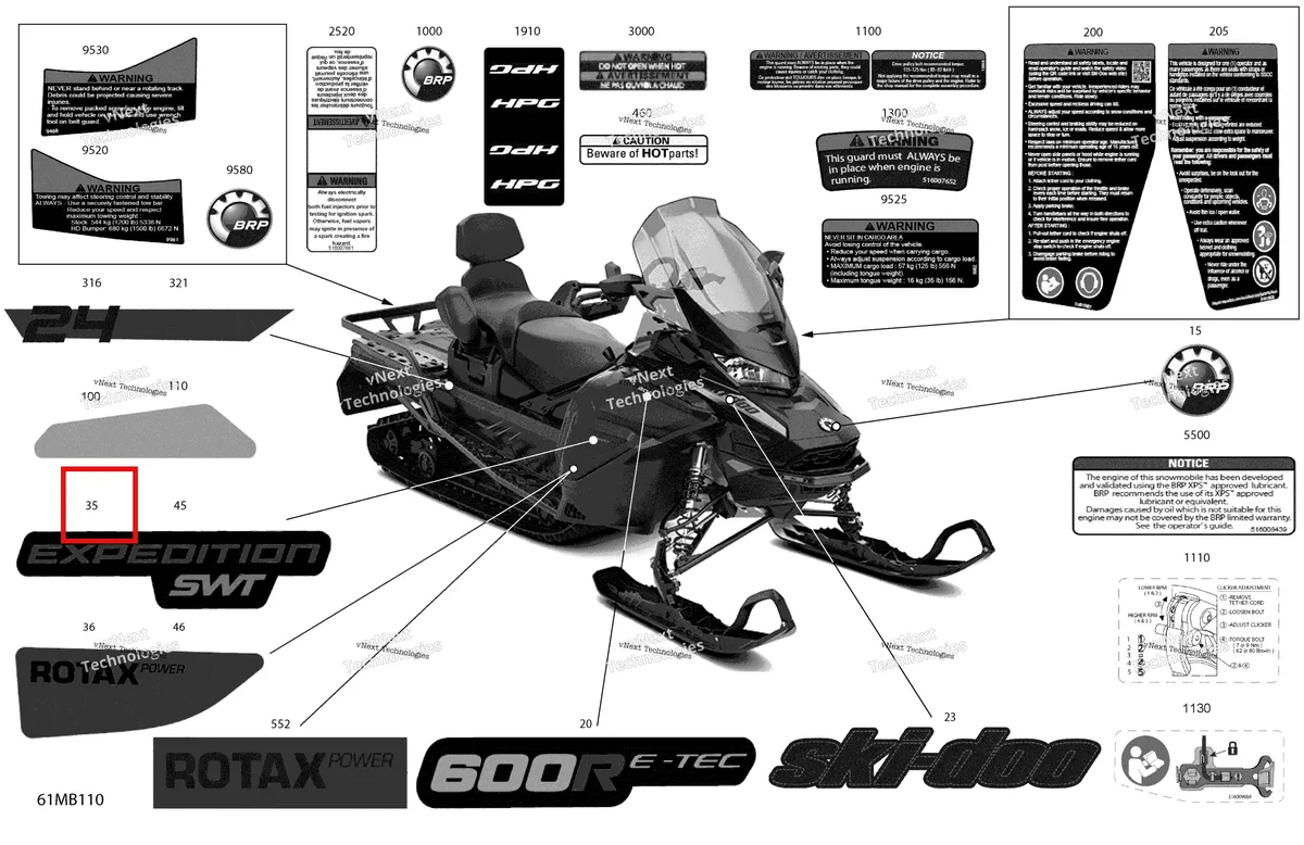 Деталь 516010502 на схеме узла 2022 Ski-Doo EXPEDITION SWT 600R E-TEC Body - Decals