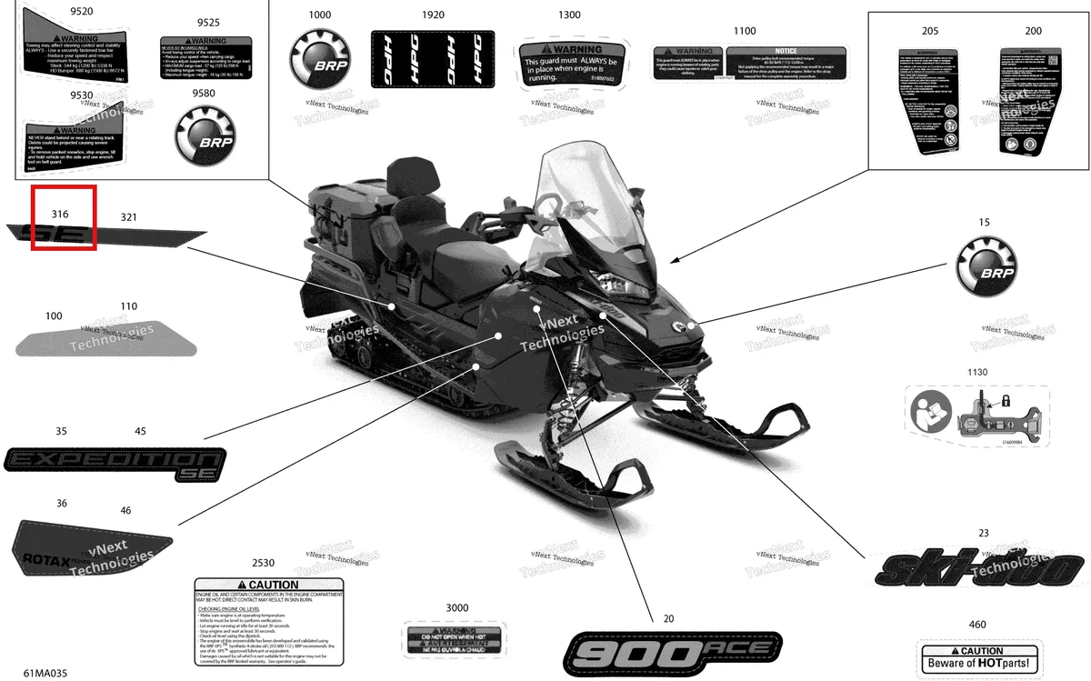 Деталь 516010511 на схеме узла 2021 Ski-Doo EXPEDITION SE 900 ACE Body - Decals