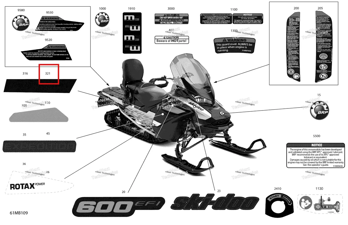 Деталь 516010512 на схеме узла 2022 Ski-Doo EXPEDITION SPORT 600 EFI Body - Decals
