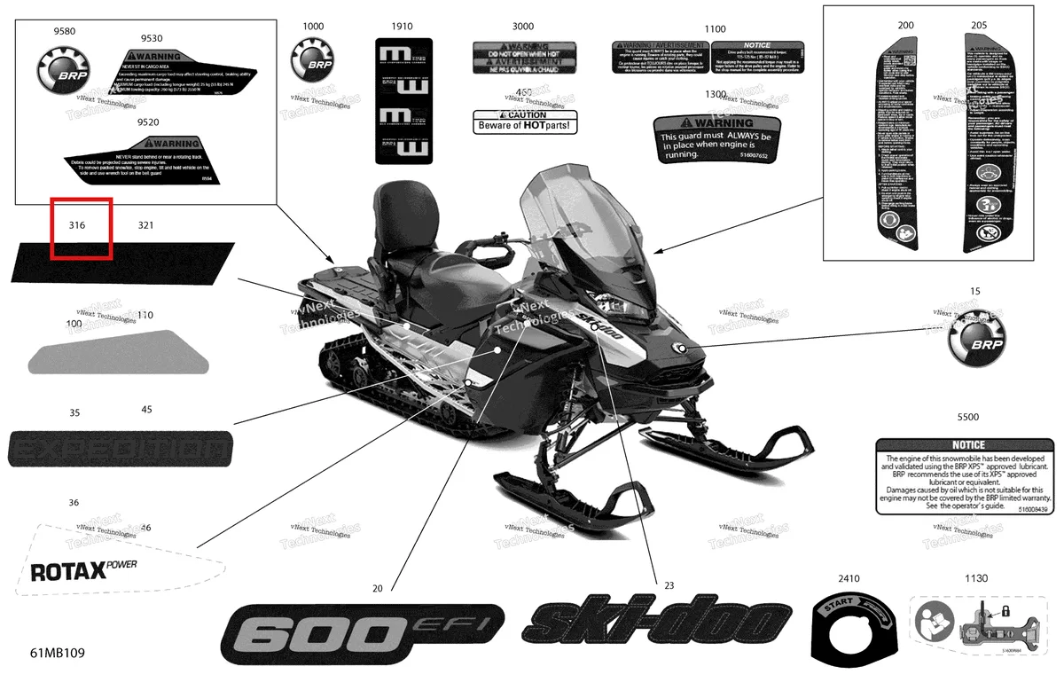 Деталь 516010513 на схеме узла 2022 Ski-Doo EXPEDITION SPORT 600 EFI Body - Decals