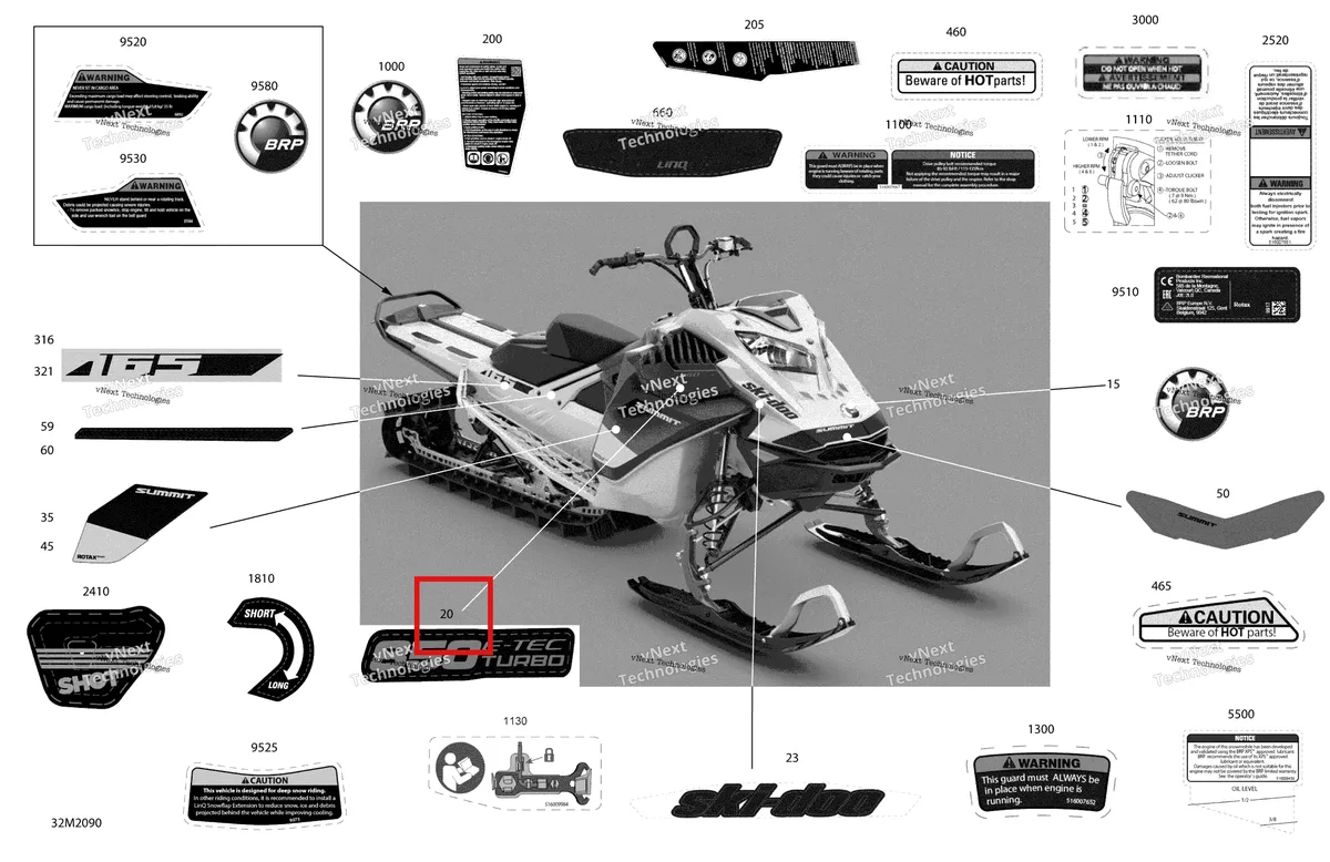 Деталь 516010524 на схеме узла 2020 Ski-Doo SUMMIT 850 E-TEC Turbo Body - Decals - X Expert